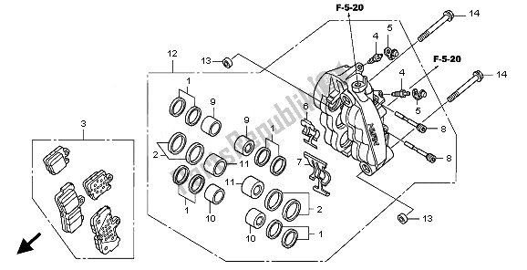 Todas las partes para L. Pinza De Freno Delantero de Honda VFR 1200 FA 2010