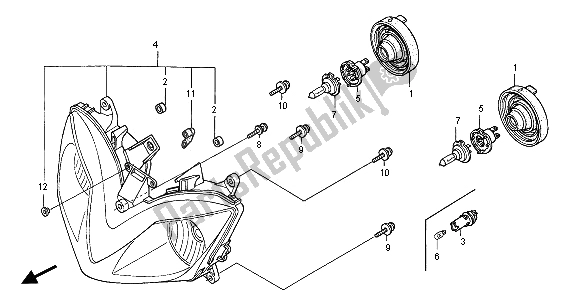 Alle onderdelen voor de Koplamp (eu) van de Honda CBR 600 FS 2001
