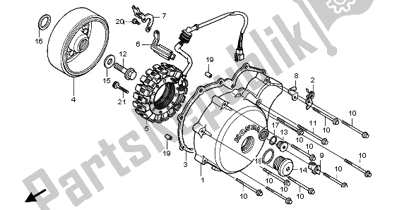 All parts for the Crankcase Cover & Generator of the Honda VT 600C 1996