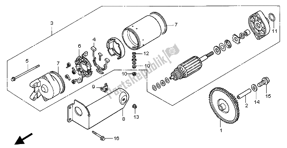 All parts for the Starting Motor of the Honda ST 1100A 1996