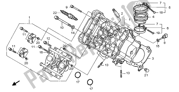 All parts for the Cylinder Head (front) of the Honda RVF 750R 1996