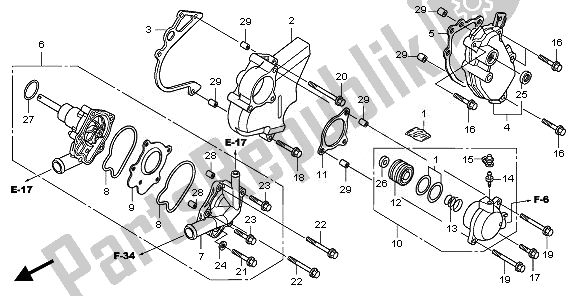 All parts for the Water Pump of the Honda CBF 1000 TA 2010