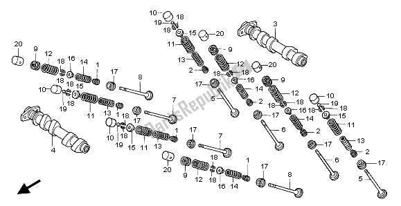 All parts for the Camshaft & Valve (front) of the Honda VFR 800A 2002