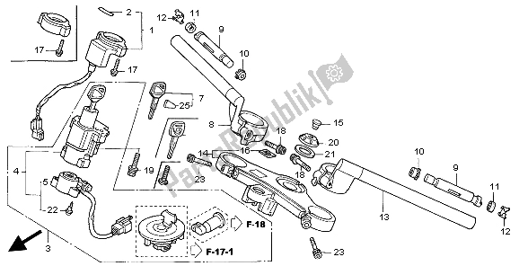 Tutte le parti per il Gestire Il Tubo E Il Ponte Superiore del Honda CBR 1100 XX 1999