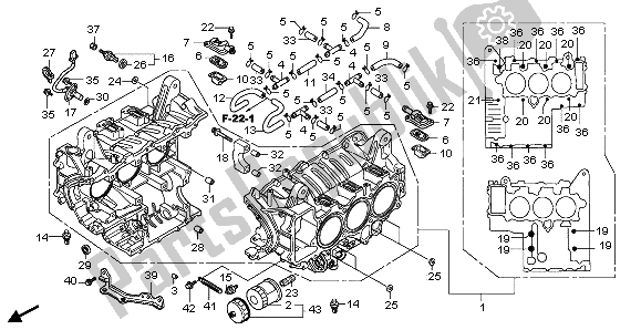 All parts for the Cylinder Block of the Honda GL 1800 Airbag 2007