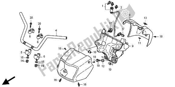 Todas as partes de Lidar Com Tubo do Honda TRX 500 FE Foretrax Foreman ES 2012