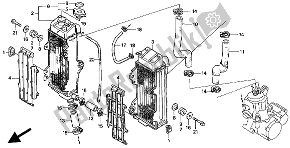 Todas las partes para Radiador de Honda CR 500R 2 1993