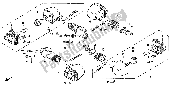 All parts for the Winker of the Honda NTV 650 1993