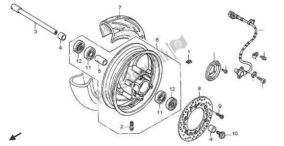 All parts for the Front Wheel of the Honda FJS 600D 2005