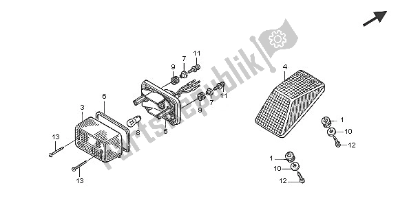 All parts for the Taillight of the Honda XR 650R 2005