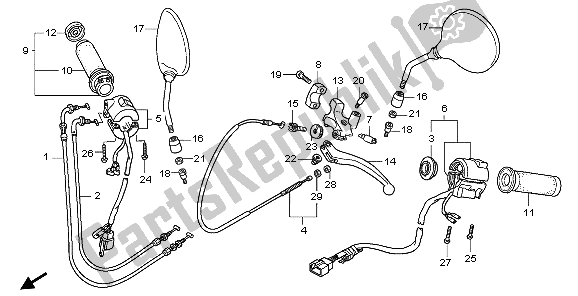 Wszystkie części do D? Wignia Klamki I Prze?? Cznik I Kabel Honda VT 750C2 2007