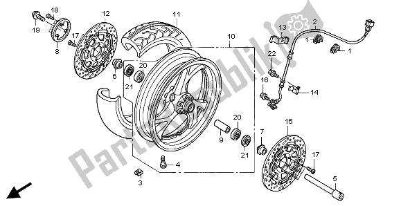 All parts for the Front Wheel of the Honda ST 1300A 2003