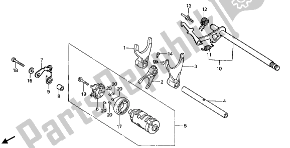 All parts for the Gearshift Drum of the Honda XRV 650 Africa Twin 1988