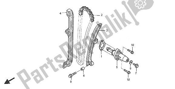 Alle onderdelen voor de Nokkenketting & Spanner van de Honda TRX 650 FA Fourtrax Rincon 2005