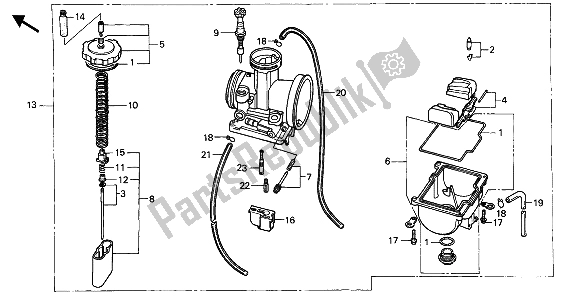 All parts for the Carburetor of the Honda CR 500R 1 1990