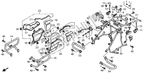 All parts for the Engine Guard of the Honda GL 1500A 1995