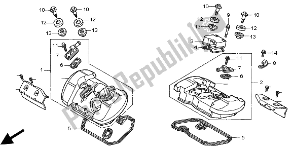 All parts for the Cylinder Head Cover of the Honda VT 750C 1997