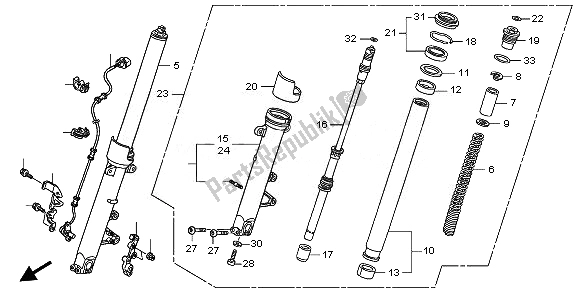 All parts for the Front Fork of the Honda CB 1300 2008