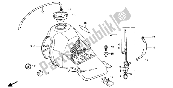 Todas las partes para Depósito De Combustible de Honda MTX 200 RW 1985