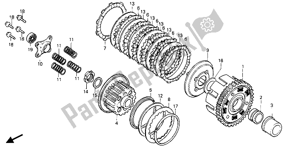 All parts for the Clutch of the Honda CMX 450C 1987