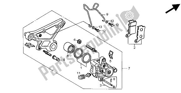 All parts for the Rear Brake Caliper of the Honda CB 500S 1999