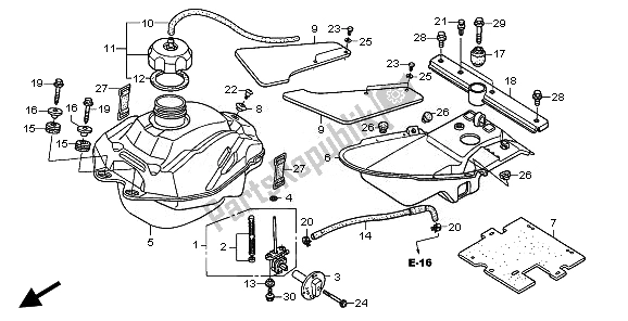 All parts for the Fuel Tank of the Honda TRX 250X 2010