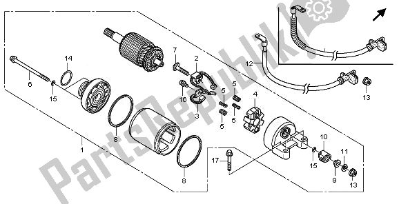 All parts for the Starter Motor of the Honda VT 750 CA 2008