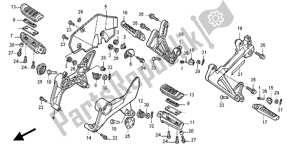 All parts for the Step of the Honda VFR 800 FI 1998