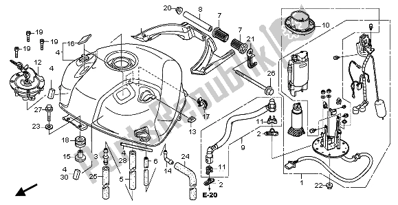 All parts for the Fuel Tank of the Honda NT 700V 2007