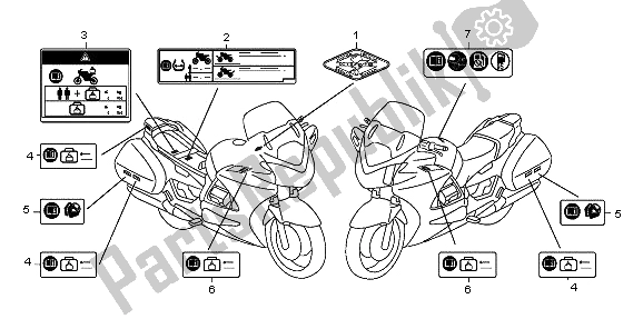 All parts for the Caution Label of the Honda ST 1300A 2009