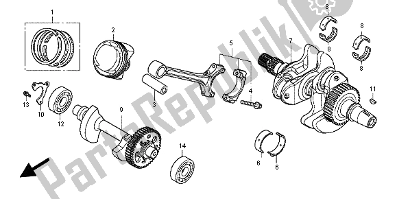 Toutes les pièces pour le Vilebrequin Et Piston du Honda NC 700X 2012