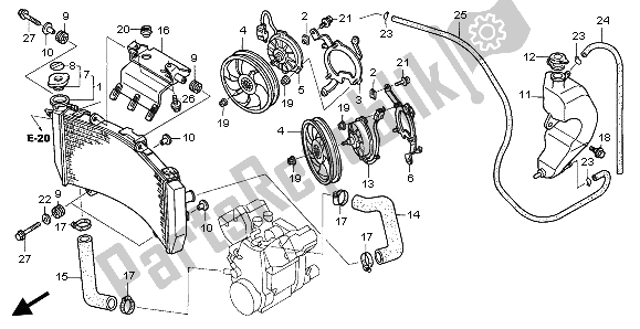 Alle onderdelen voor de Radiator van de Honda ST 1300A 2003