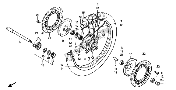 Todas las partes para Rueda Delantera de Honda XRV 750 Africa Twin 1993