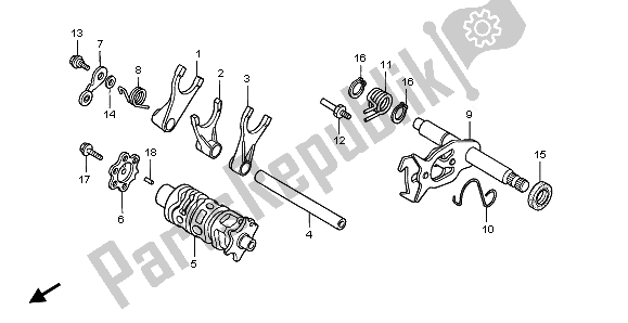 All parts for the Shift Drum & Shift Fork of the Honda XR 400R 2002