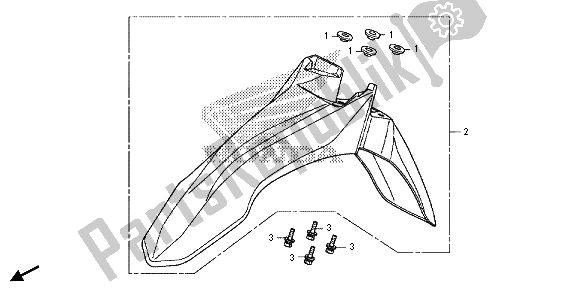 Alle onderdelen voor de Voorspatbord van de Honda CRF 250M 2015