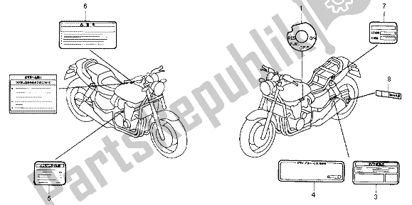 Wszystkie części do Etykieta Ostrzegawcza Honda CB 1300X4 1998