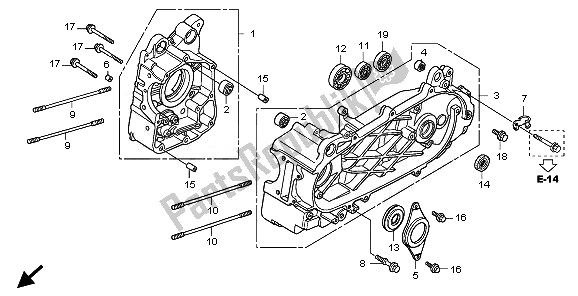 All parts for the Crankcase of the Honda SH 150S 2011