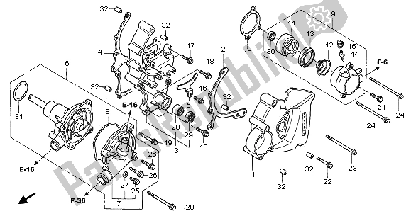 All parts for the Water Pump of the Honda VFR 800 2003