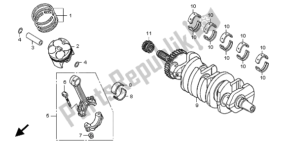 All parts for the Crankshaft & Piston of the Honda CB 600F3A Hornet 2009