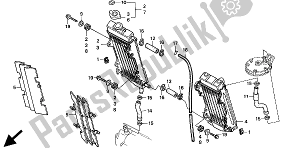 Todas las partes para Radiador de Honda CR 250R 1994