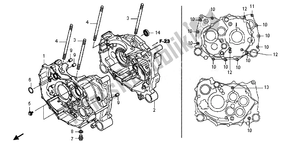 All parts for the Crankcase of the Honda TRX 420 FE Fourtrax Rancher 4X4 ES 2011