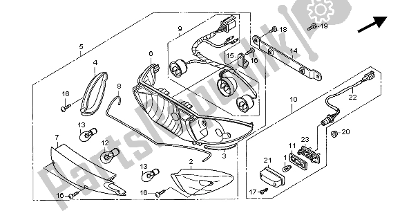 All parts for the Rear Combination Light of the Honda CBF 600 SA 2004