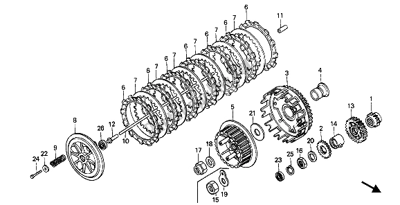 All parts for the Clutch of the Honda XR 600R 1988