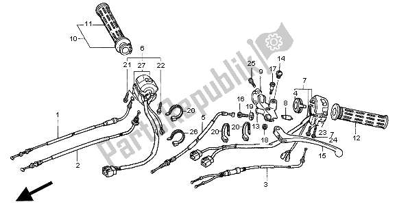 Toutes les pièces pour le Interrupteur Et Câble Et Levier du Honda NT 650V 1998