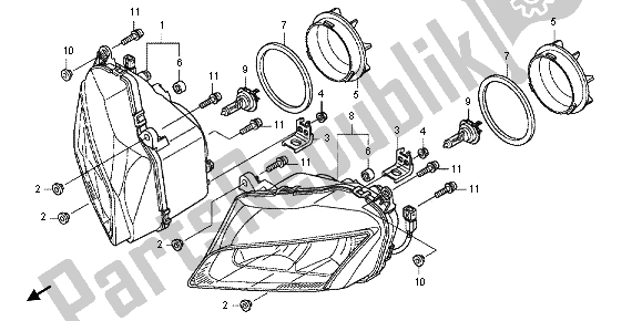 Tutte le parti per il Faro del Honda CBF 1000 FT 2012