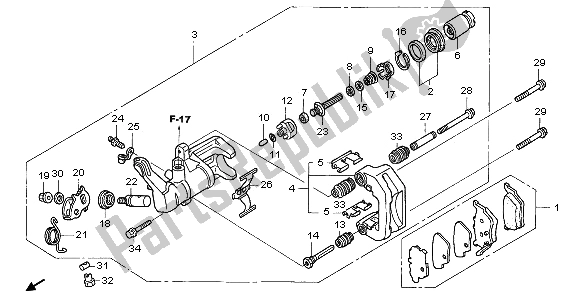 Tutte le parti per il Pinza Freno Posteriore del Honda TRX 650 FA Fourtrax Rincon 2003