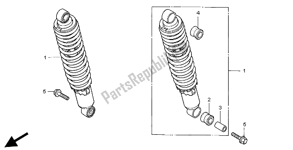 All parts for the Rear Cushion of the Honda CB 500 1999