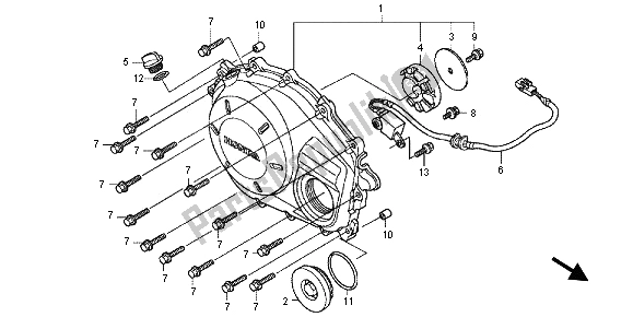 Alle onderdelen voor de Rechter Carterdeksel van de Honda CBF 1000 FS 2012