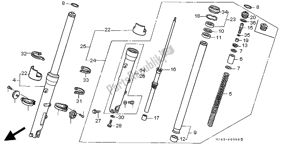 Tutte le parti per il Forcella Anteriore del Honda VFR 750F 1997