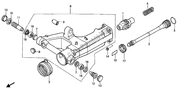 All parts for the Swingarm of the Honda NTV 650 1993